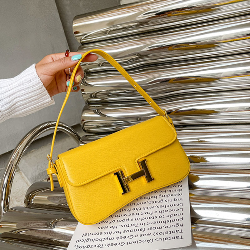 

Yellow Fashion Simplicity Solid Patchwork Bags