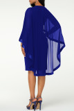 Robe de soirée décontractée à col rond et couleur unie, bleu profond, à la mode