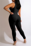 Zwarte Mode Sexy Casual Print Basic Half Een Coltrui Skinny Jumpsuits