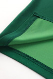 Groene elegante effen kwastjes patchwork o-hals avondjurkjurken