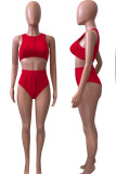 Maillots De Bain Patchwork Solide Rouge Sexy