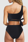 Black Brown Sexy Solid Patchwork Swimwears