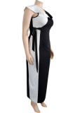 Черная сексуальная лоскутная повязка с воланами и V-образным вырезом, юбка на один шаг, платья больших размеров