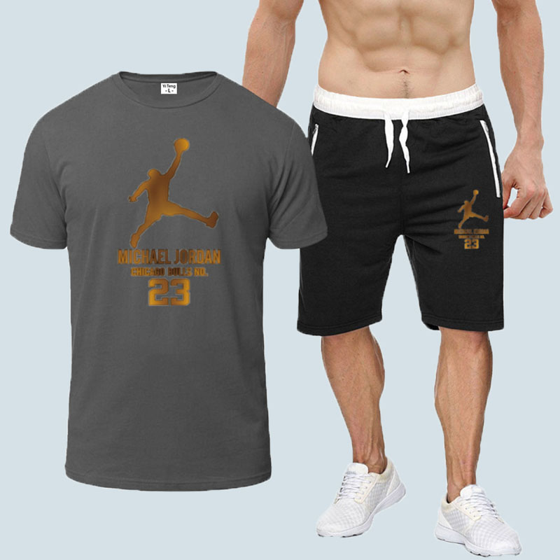

Dark Gray Fashion Sportswear Print Letter O Neck Short Sleeve Two Pieces