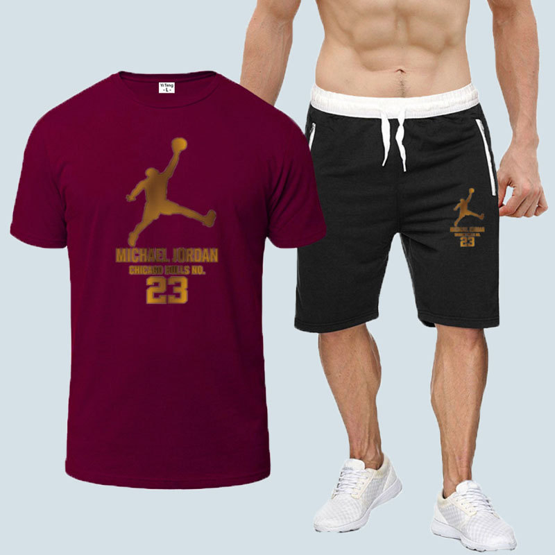 

Deep Red Fashion Sportswear Print Letter O Neck Short Sleeve Two Pieces