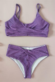 Фиолетовые модные сексуальные однотонные лоскутные купальники с открытой спиной (с подкладками)