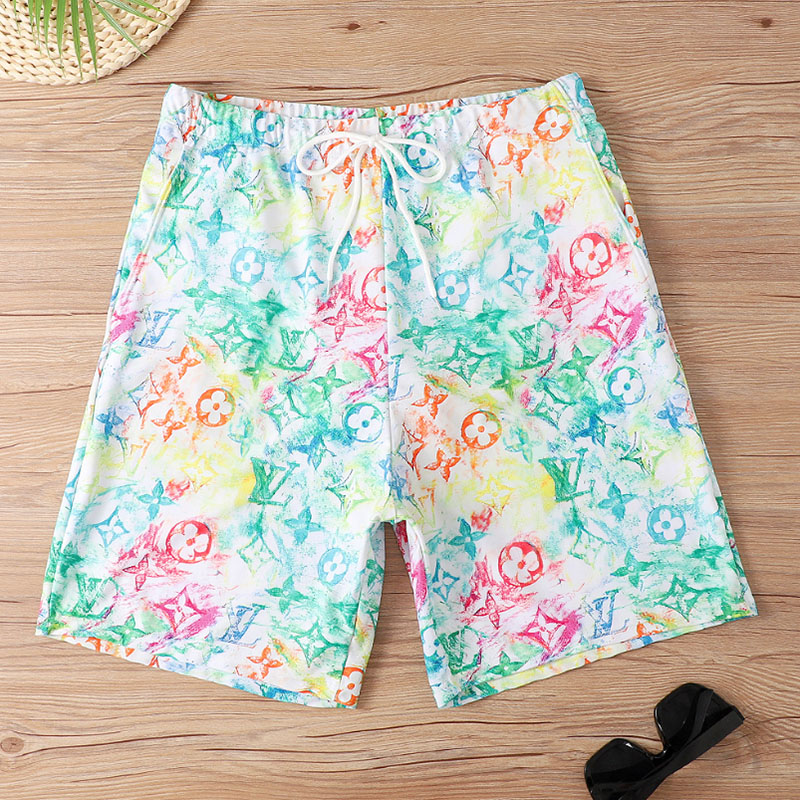 

Multicolor Fashion Vacation Print Letter Swim Trunks