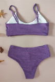 Púrpura Moda Sexy Retazos lisos Trajes de baño sin espalda (con relleno)