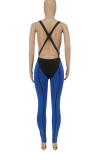 Blå Sexig Solid Backless Spaghetti Strap Skinny Jumpsuits