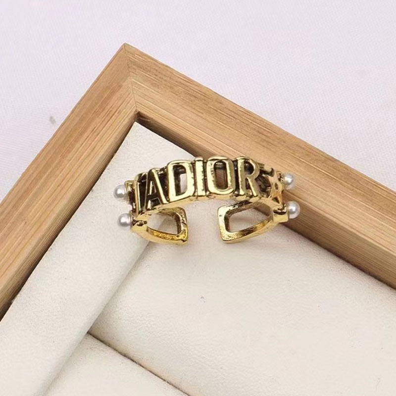 

Gold Fashion Vintage Letter Pearl Rings