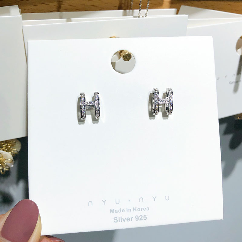 

Silver Fashion Simplicity Letter Hot Drill Earrings