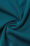 Tibetansk blå mode Casual solid tofs Patchwork O-hals ärmlös två delar