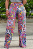 Multicolor Fashion Casual Print Basic Regular High Waist Hose
