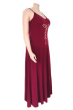 Rosa Mode Casual Plus Size Print Backless V-neck Sling Dress