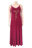 Rosa Mode Casual Plus Size Print Backless V-neck Sling Dress