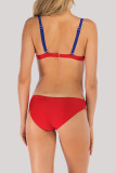 Rot Mode Sexy Print Patchwork Backless Swimwears (mit Polsterungen)