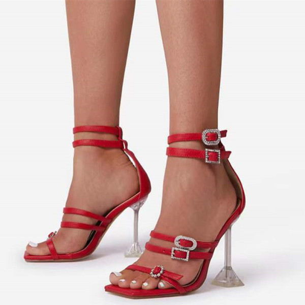 Chaussures de porte arrondies de couleur unie en patchwork de mode rouge