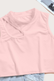 Pink Sexy Solid Patchwork Half A Turtleneck Tops