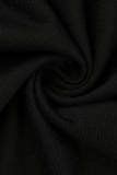 Черный Повседневный уличный принт Пэчворк О-образный вырез С короткими рукавами Из двух частей