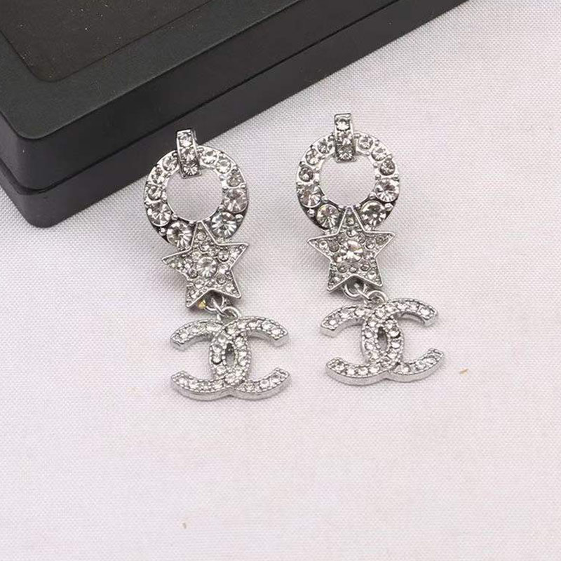 

White Fashion Street Patchwork Hot Drill Earrings