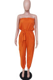 Rode casual effen patchwork strapless normale jumpsuits