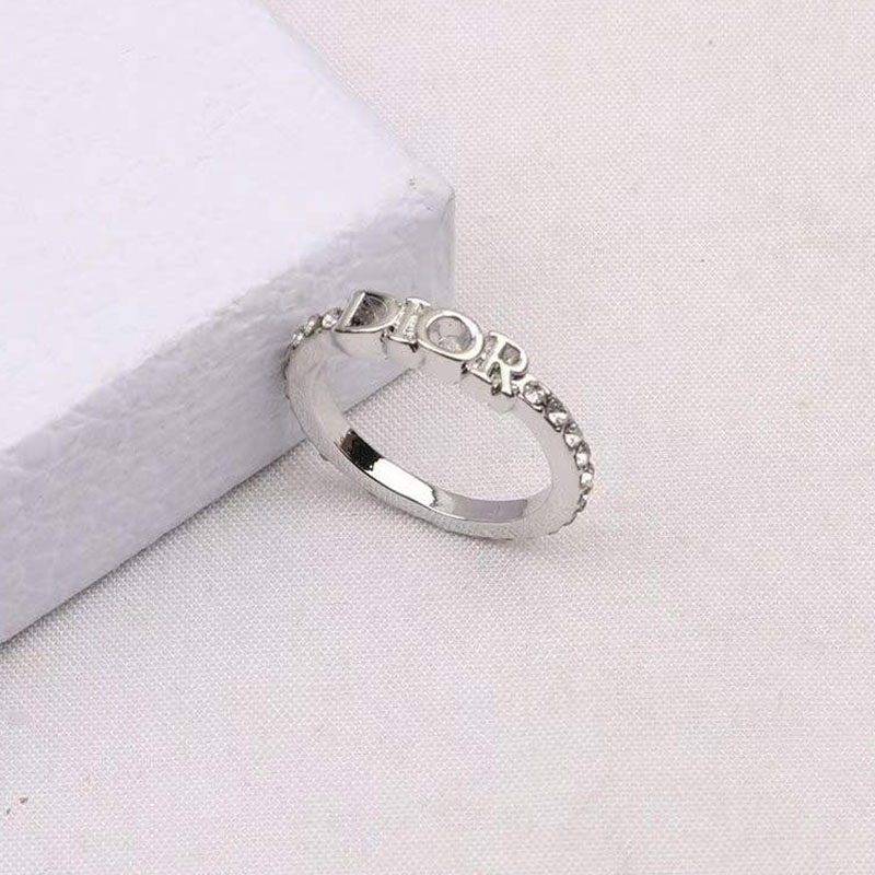 

White Fashion Simplicity Letter Hot Drill Rings
