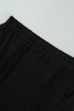 Negro sexy sólido patchwork asimétrico halter sin mangas dos piezas