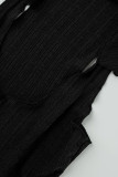 Negro sexy sólido patchwork asimétrico halter sin mangas dos piezas