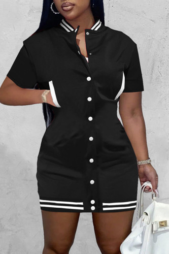 Robes noires à boucle de poche à joint fendu et décontractées