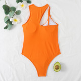 Оранжевый модный сексуальный однотонный купальник в стиле пэчворк (с прокладками)