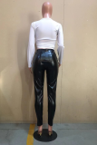Бордовые сексуальные однотонные узкие однотонные лоскутные брюки с высокой талией в стиле пэчворк