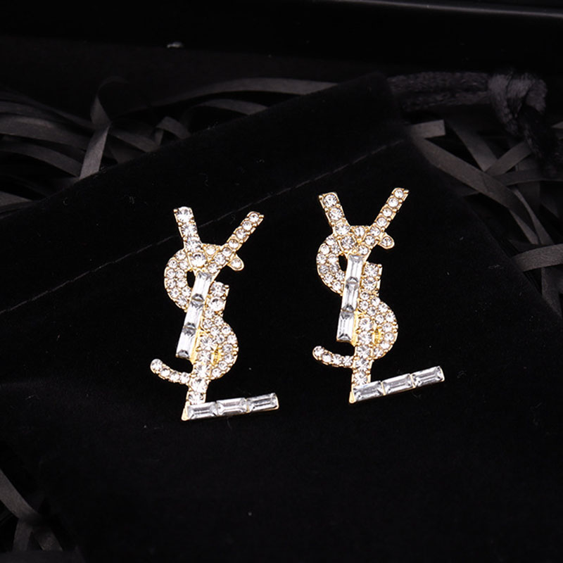 

Gold Fashion Street Letter Hot Drill Earrings