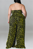 Groene mode casual print patchwork rugloos met riem strapless grote maten jumpsuits
