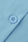 Hemelsblauwe mode casual effen asymmetrische kraag met kraag tops