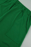 グリーンファッションカジュアルプリント包帯Vネックプラスサイズツーピース