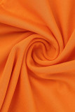 Orange Fashion Casual Print Basic V Neck Short Sleeve Dress Dresses