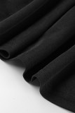 Черные модные повседневные однотонные базовые с круглым вырезом и коротким рукавом из двух частей