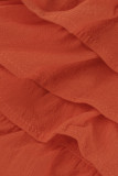 Orange, sexy, lässig, feste Bandage, ausgehöhlt, rückenfrei, trägerlos, ärmellos, zweiteilig