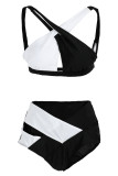 Maillots de bain dos nu évidés solides en patchwork sexy à la mode noire et blanche