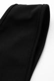 Robe de soirée noire à col en V et patchwork sexy à la mode noire