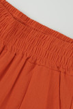 Bandage solide décontracté orange sexy évidé dos nu sans bretelles sans manches deux pièces