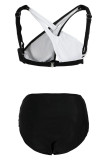Schwarz Weiß Mode Sexy Patchwork Solide Ausgehöhlte Rückenfreie Bademode