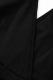 Robe de soirée noire à col en V et patchwork sexy à la mode noire