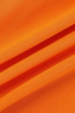 Oranje Mode Casual Print Basic V-hals Korte Mouw Jurk Jurken