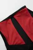 Roupas de banho pretas vermelhas fashion sexy patchwork sólido vazado sem costas