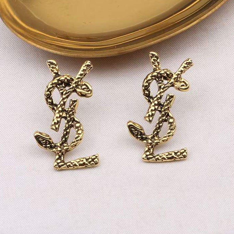 

Gold Fashion Vintage Letter Split Joint Earrings