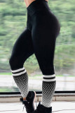 ブラックピンクファッションカジュアルスポーツウェアプリントスキニーハイウエストペンシルフルプリントボトムス