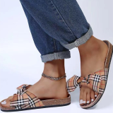 Zapatos casuales de patchwork de moda caqui con lazo redondo cómodos