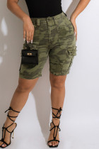 Camouflage Casual Print Camouflage Print Patchwork Hoge taille Rechte volledige print bodems