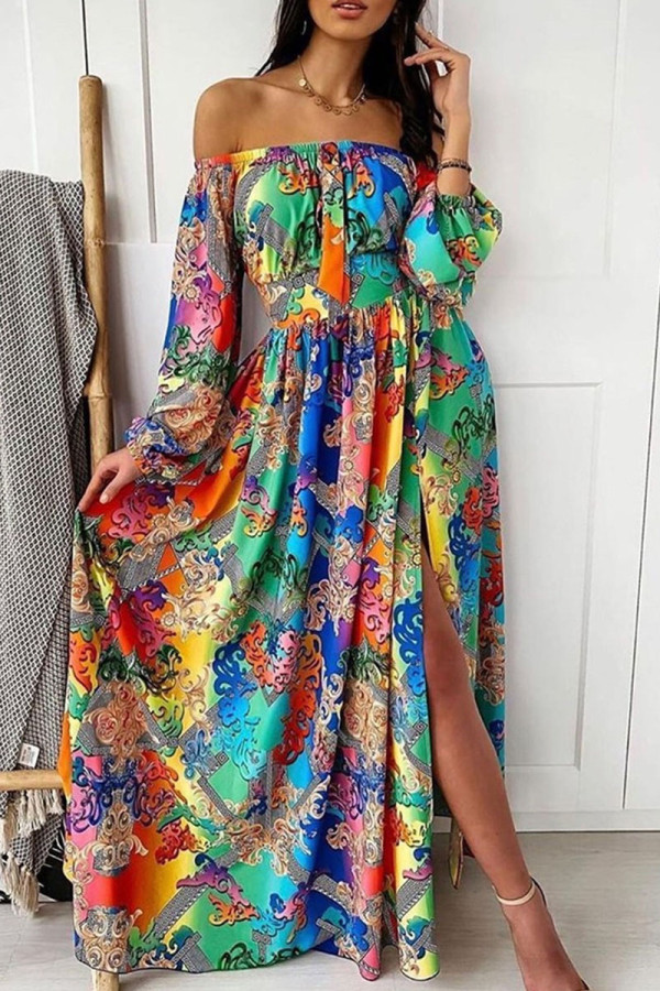 Lässige, elegante, schulterfreie Patchwork-Kleider in Farbe mit geradem Schnitt